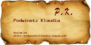 Podwinetz Klaudia névjegykártya